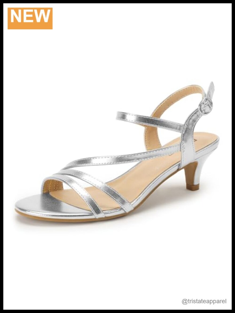Women's Strappy Kitten Heel Sandals 2 Inch Open Toe Slingback Dressy Heels